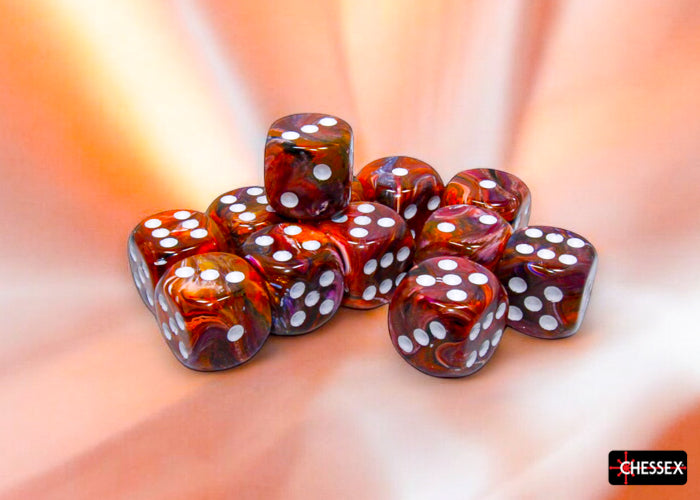 Festive Symphony/white 16mm d6 Dice Block (12 dice)