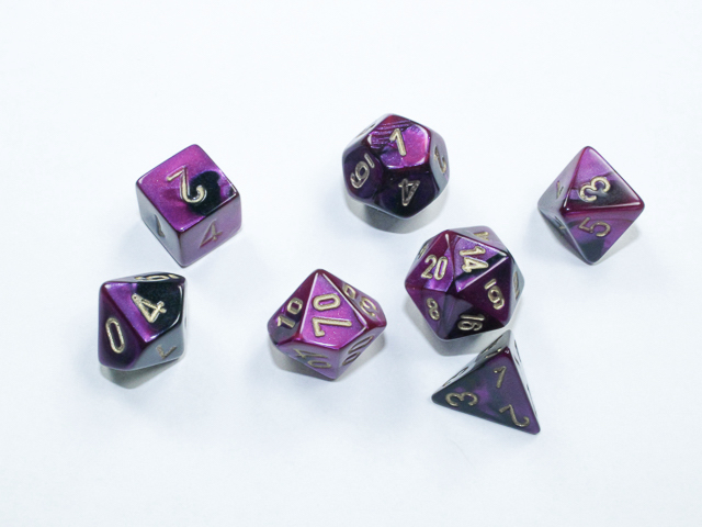 Gemini® Mini-Polyhedral Black-Purple/gold 7-Die Set