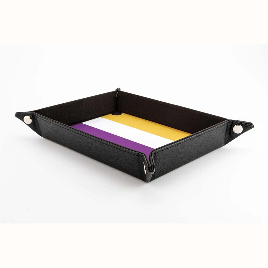 FANROLL: PRIDE FOLD UP VELVET DICE TRAY:NONBINARY FLAG