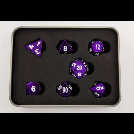 Critical Hit Collectibles: Purple Set of 7 Metal Polyhedral Dice with White Numbers for D20 based RPG's