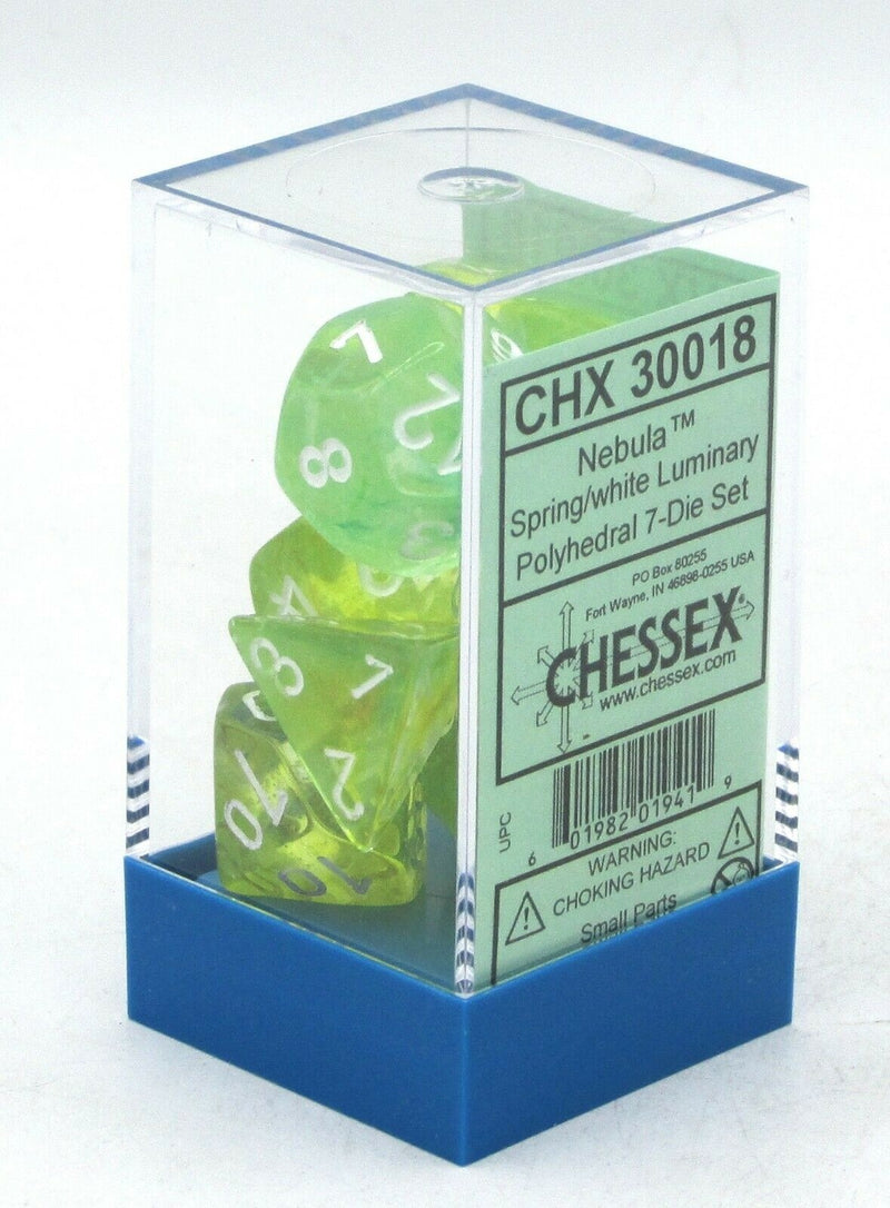 Chessex Dice - Nebula® Polyhedral 7-Die Set  (7 dice) Spring/White