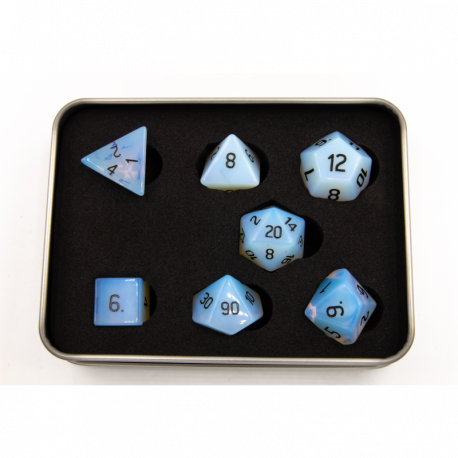 Critical Hit Collectibles: Opalite Set of 7 Gemstone Polyhedral Dice with Gold Numbers for D20 based RPG's