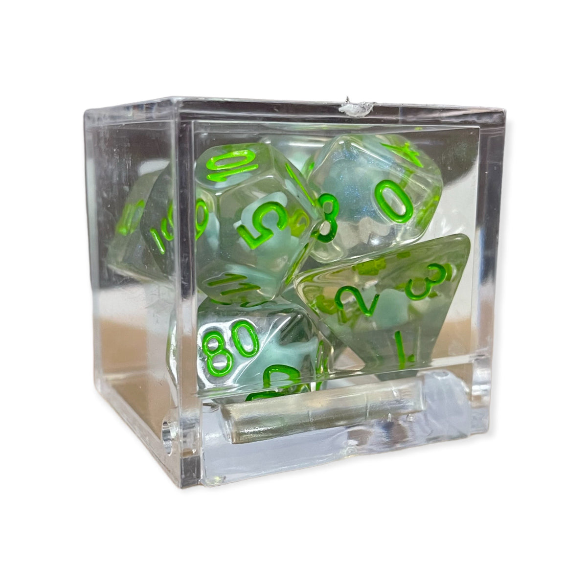 Critical Hit Collectibles: Dinosaur — Green Set of 7 Filled Dice with Green Numbers