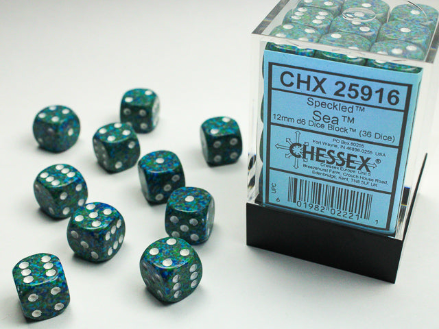 Chessex: Speckled Sea 12mm d6 Dice Block (36 dice)