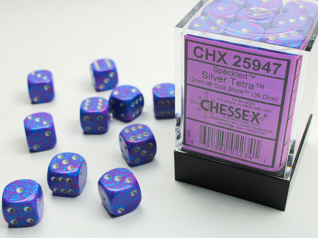 Chessex: Speckled Silver Tetra 12mm d6 Dice Block (36 dice)