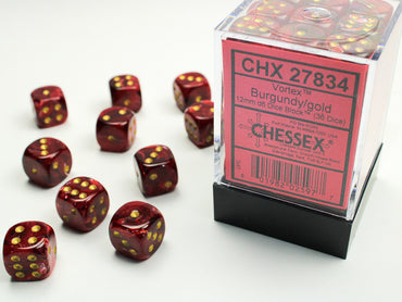 Vortex Burgundy/gold 12mm d6 Dice Block (36 dice)