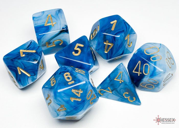 Chessex: Phantom Teal/gold Polyhedral 7-Dice Set