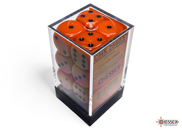 Chessex Opaque Orange/black 16mm d6 Dice Block (12 dice)