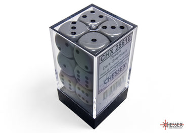 Chessex Opaque 16mm d6 Grey/black Dice Block™ (12 dice)
