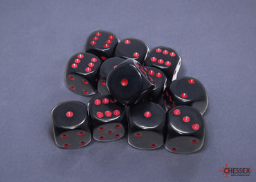 Opaque Black/red 16mm d6 Dice Block (12 dice)