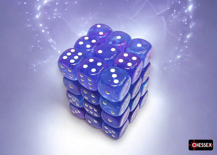 Nebula Aura/white Luminary 12mm d6 Dice Block (36 dice)