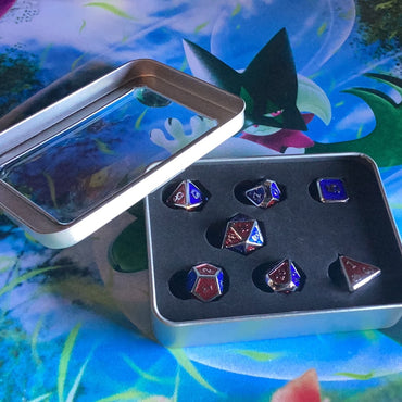 Blue/Red Scaled Metal Dice