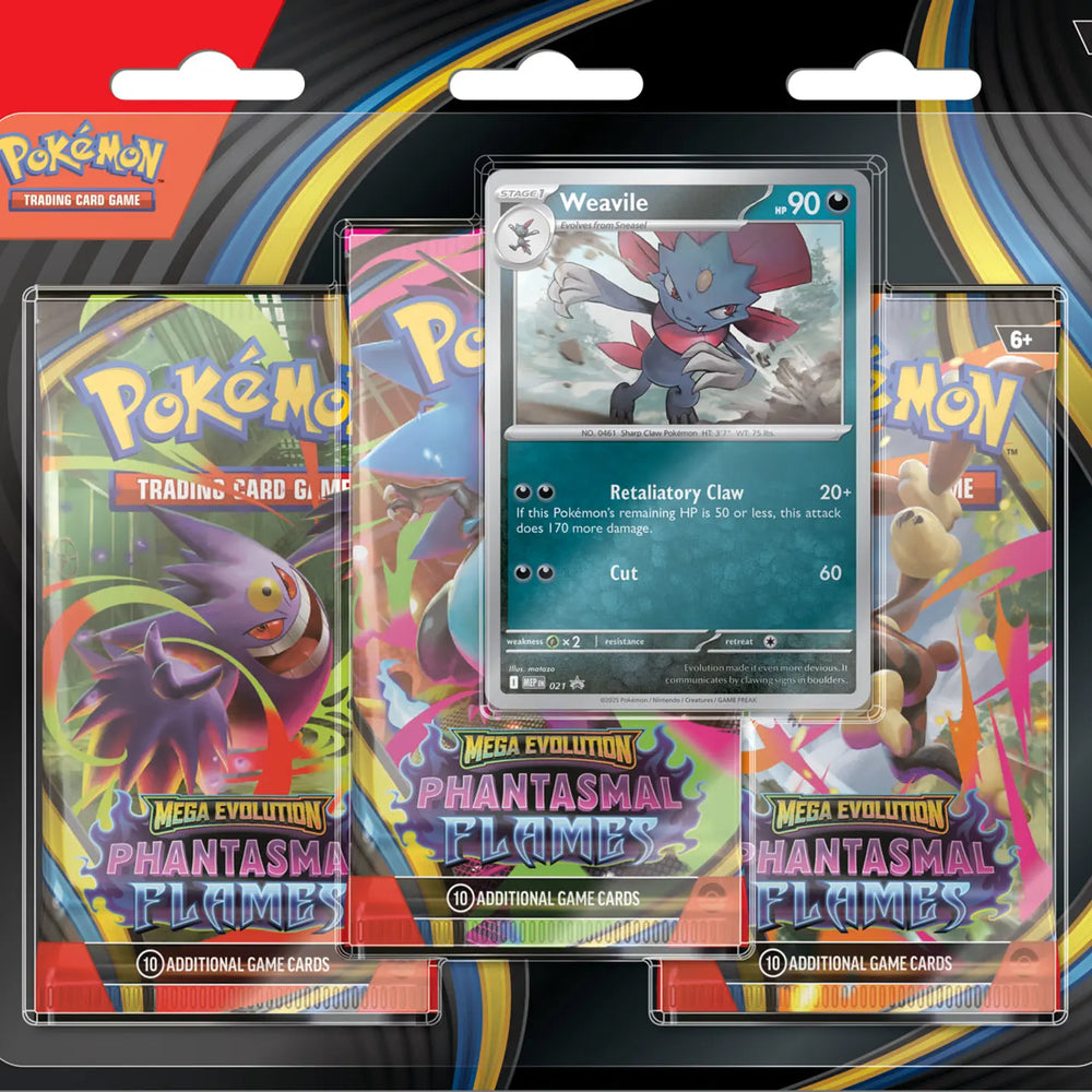 Pokemon TCG: Mega Evolutions Phantasmal Flames 3 Pack Blister (Weavile)