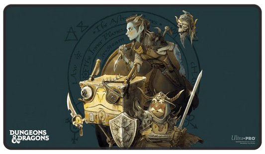 Planescape: Adventures in the Multiverse for Dungeons & Dragons Black Stitched Playmat - Turn of Fortune’s Wheel Alternate Cover Artwork