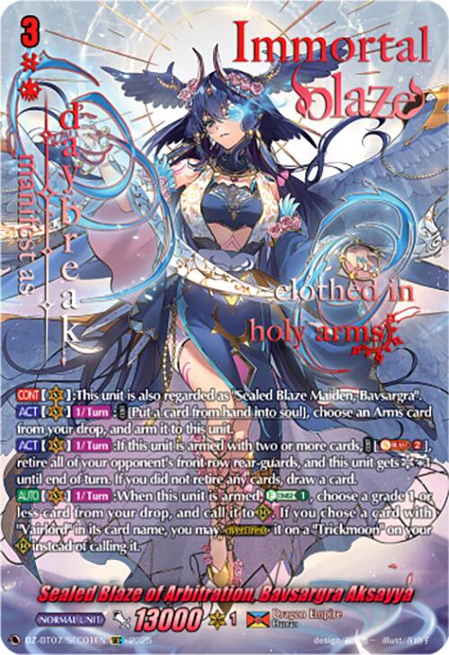 Sealed Blaze of Arbitration, Bavsargra Aksayya (DZ-BT07/SEC01EN) [Moon Fangs & Cerulean Blaze]