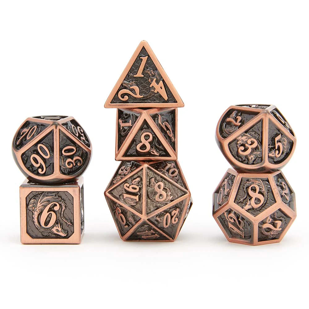 HYMGHO DICE: Classic Ancient copper solid dragon dice set