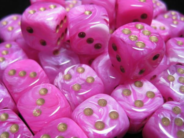 Chessex (27854): D6: 12mm: Vortex: Pink/ Gold