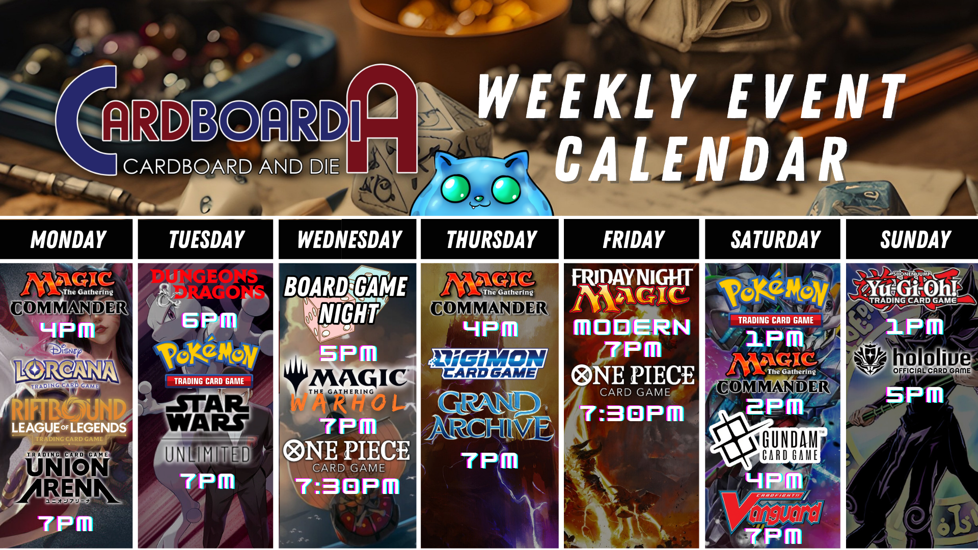 Cardboardia - Magic: The Gathering, Pokemon, Yu-Gi-Oh!, MetaZoo, Dice Cardboardia - Magic: The Gathering, Pokemon, Yu-Gi-Oh!, MetaZoo, Dice