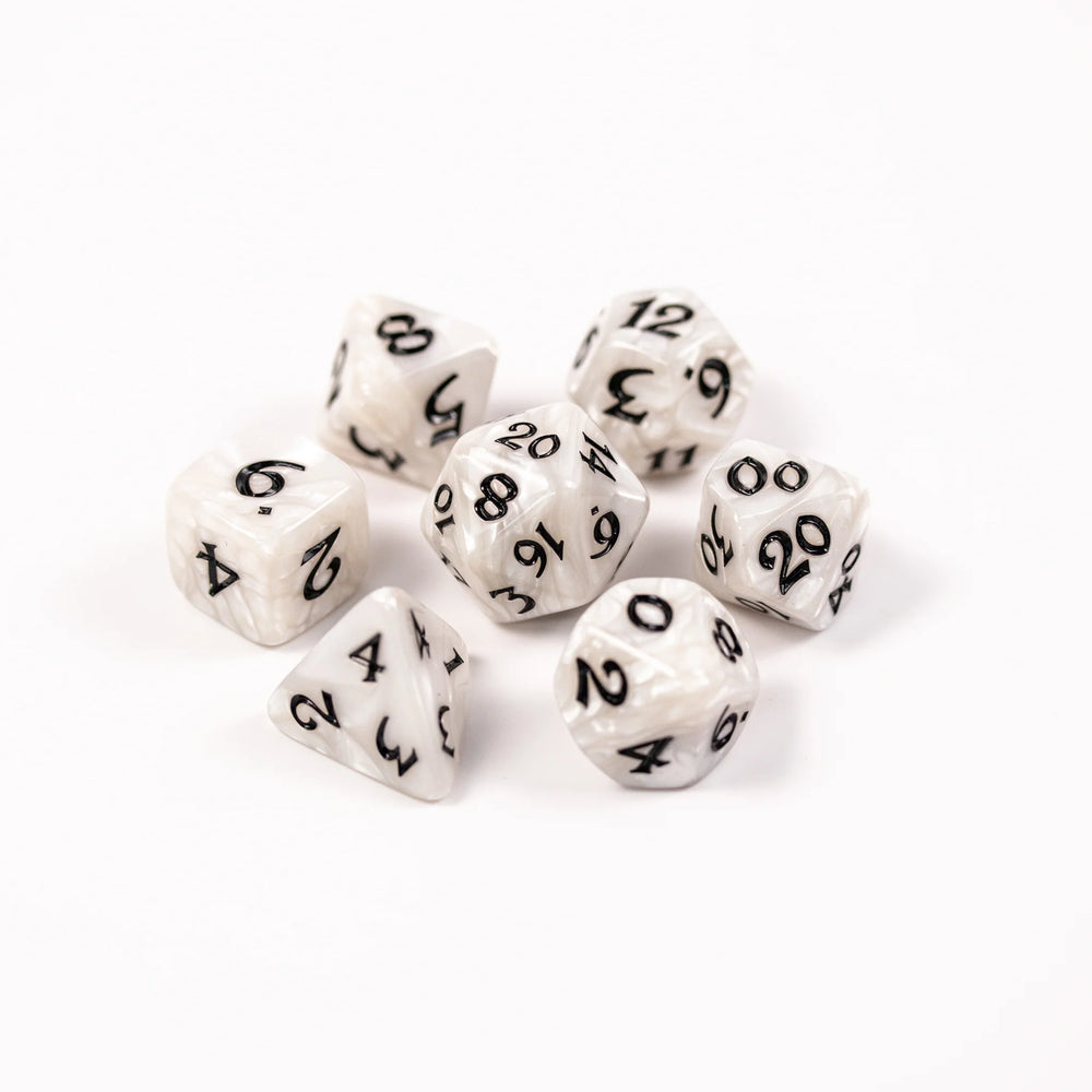 Die Hard Dice: 7pc RPG Set - Elessia Essentials - White with Black