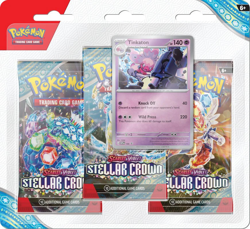 Pokemon TCG: Scarlet and Violet: Stellar Crown 3 Pack Blister - Tinkaton