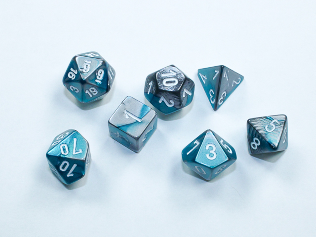 Gemini® Mini-Polyhedral Steel-Teal/white 7-Die Set