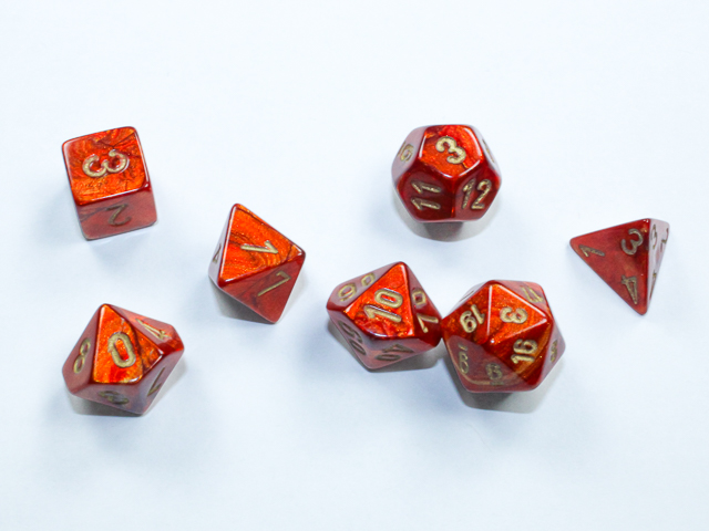 Scarab® Mini-Polyhedral Scarlet™/gold 7-Die Set