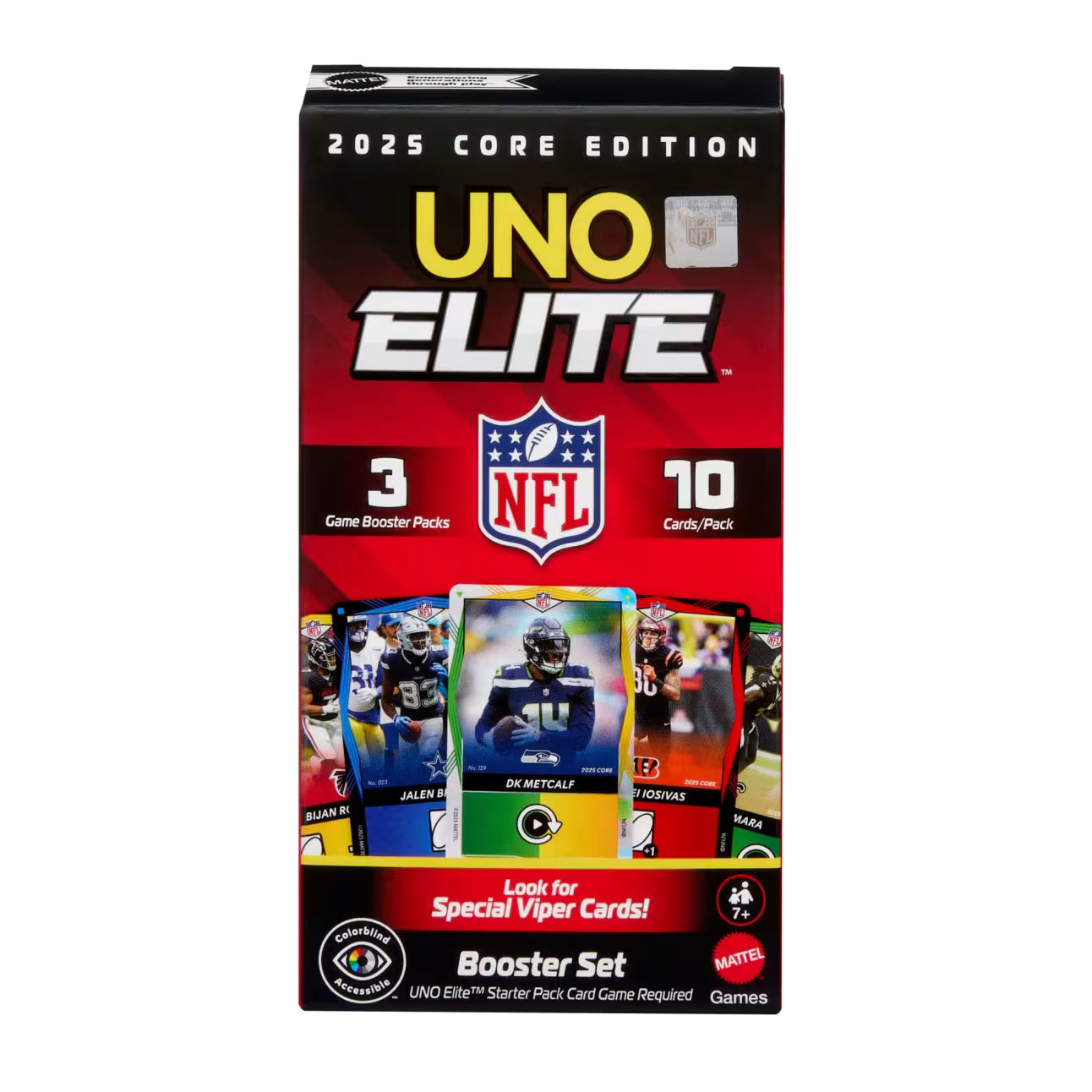 UNO Elite NFL Booster Set With 30 Elite Action Cards, 2025 Core Edition