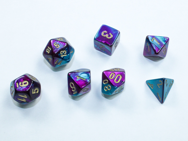 Gemini® Mini-Polyhedral Purple-Teal/gold 7-Die Set