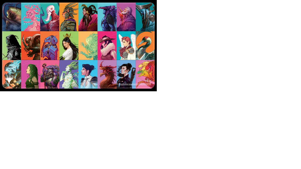 Commander Masters Pop Collage White Stitched Standard Gaming Playmat for Magic: The Gathering