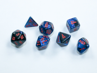 Gemini® Mini-Polyhedral Black-Starlight™/red 7-Die Set