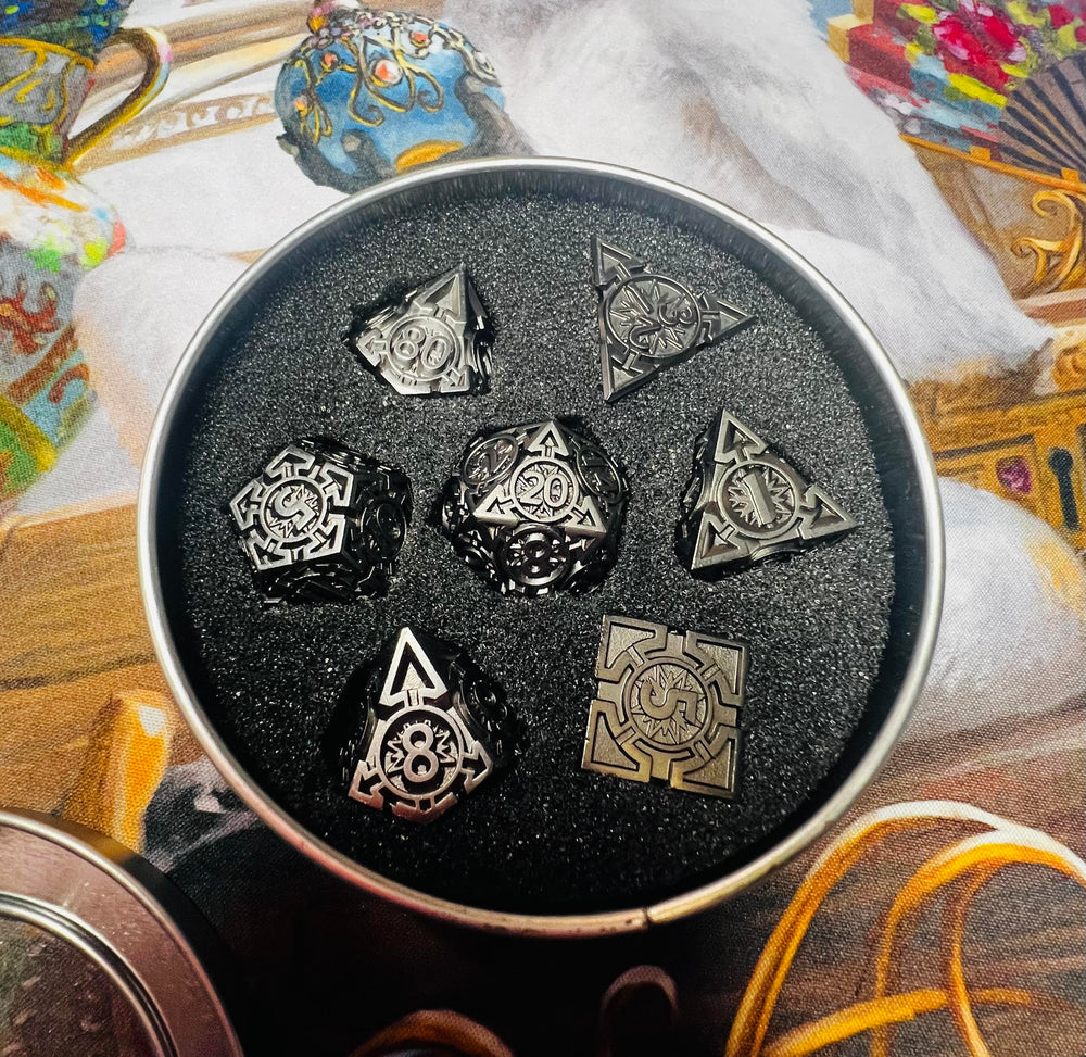 Silver Arrow Set of 7 Metal Dice
