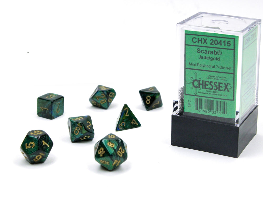 Chessex Mini Dice Set: Scarab Jade/Gold Polyhedral 7-Die set