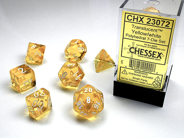 Chessex - Translucent Polyhedral Yellow/white 7-Die Set