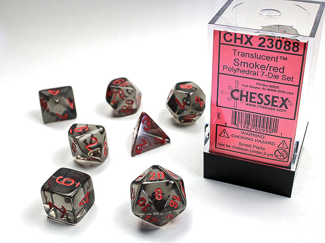 Chessex - Translucent Polyhedral Smoke/red 7-Die Set
