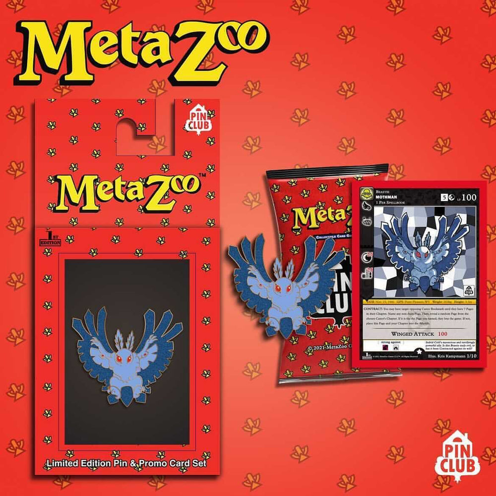 MetaZoo Mothman Pin and Promo Card Set Limited First Edition Pinclub X
