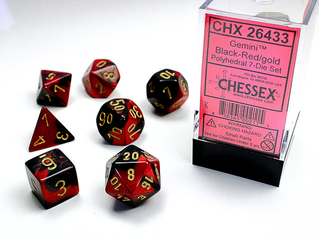 Chessex Gemini® Polyhedral Black-Red/gold 7-Die Set