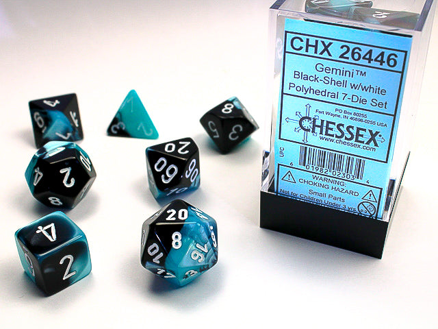 Gemini® Polyhedral Black-Shell/white 7-Die Set