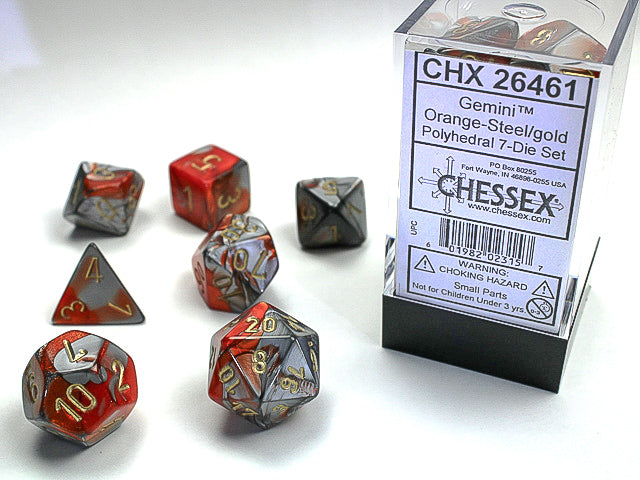 Chessex Gemini® Polyhedral Black-Green/gold 7-Die Set