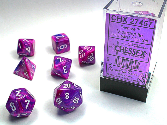 Chessex Festive® Polyhedral Violet/white 7-Die Set