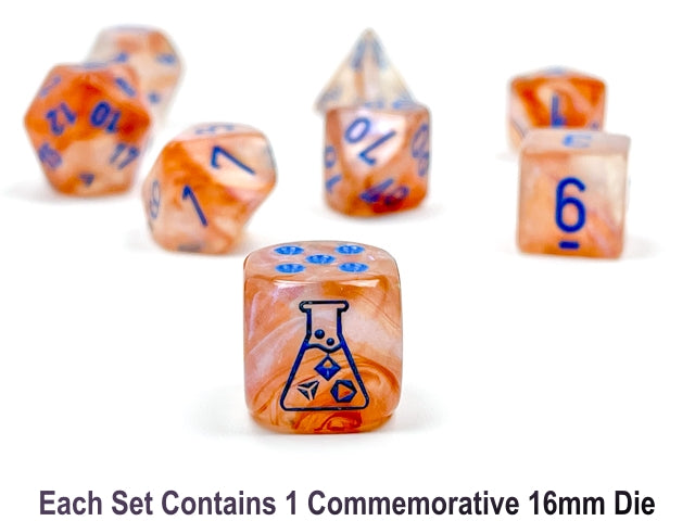 Chessex - Borealis® Polyhedral Rose Gold/light blue Luminary™ 7-Die Set
