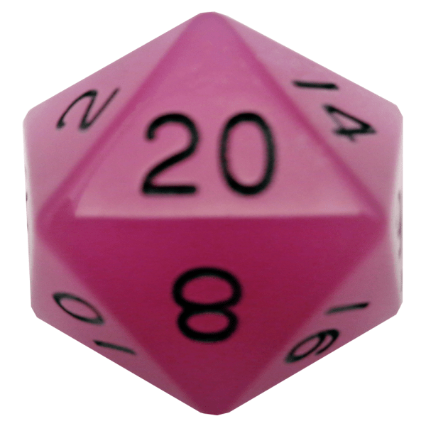 Glow in the Dark Purple 35mm Mega Acrylic d20 Dice