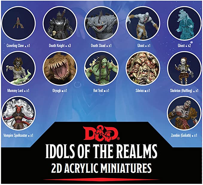 WizKids D&D Idols of The Realms: Boneyard: 2D Set 1 - Assorted Acrylic Miniatures. Dungeons & Dragons