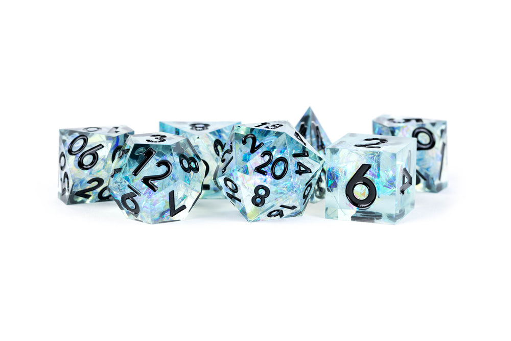 Metallic Dice Games - Hand Crafted Sharp Edge Dice: Captured Frost