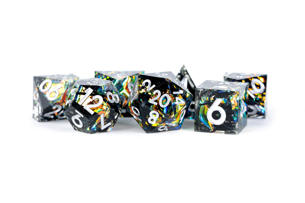 Metallic Dice Games - Hand Crafted Sharp Edge Dice: Simmering Coal