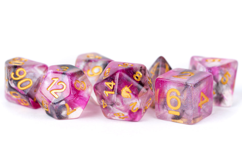 Metallic Dice Games - Unicorn: Blushing Steel 16mm Poly Dice Set