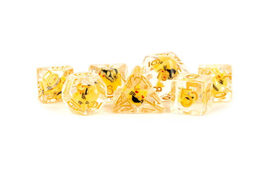 Metallic Dice Games: 16mm Resin Poly Dice Set - Cat Dice