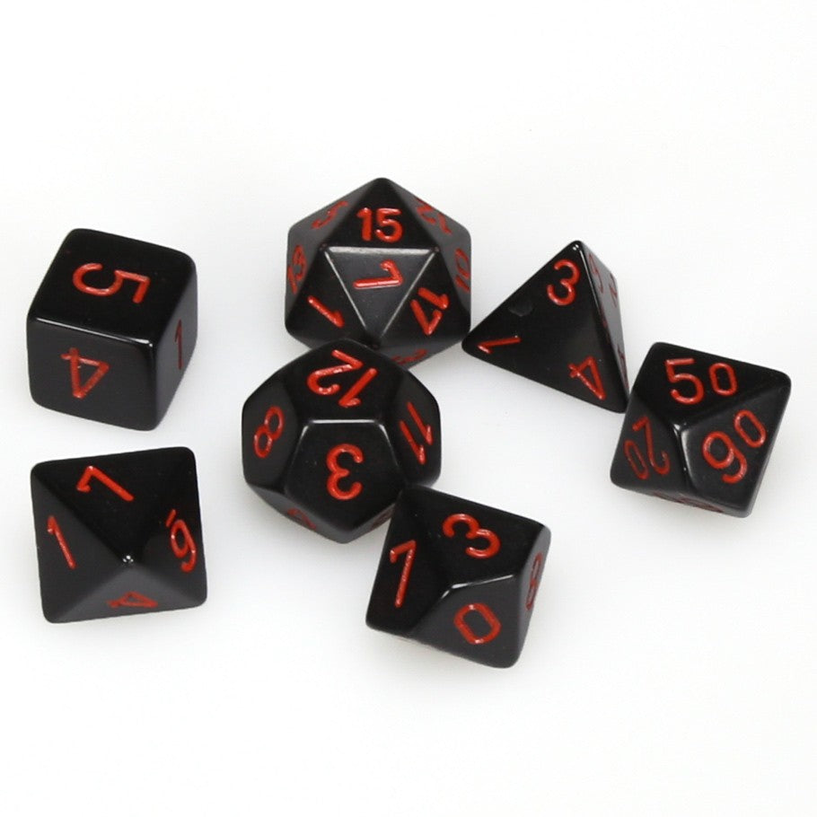 Chessex Dice - Opaque Polyhedral 7-Die Set  (7 dice) black/Red