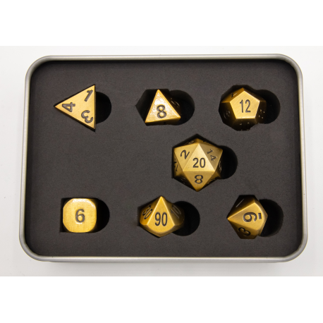 Critical Hit Collectibles: Burnished Set of 7 Metal Polyhedral Dice with Bronze Numbers for D20 based RPG's