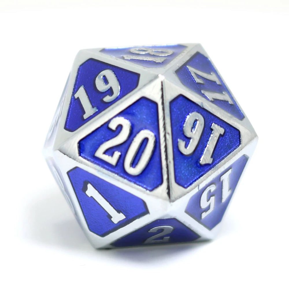 Die Hard Dice - Shiny Silver Sapphire Metallic MTG Roll Down Counter