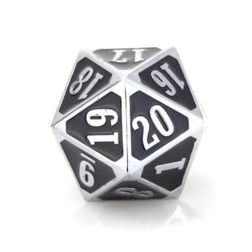 Die Hard Dice - Shiny Silver w/Black Metallic Roll Down Counter